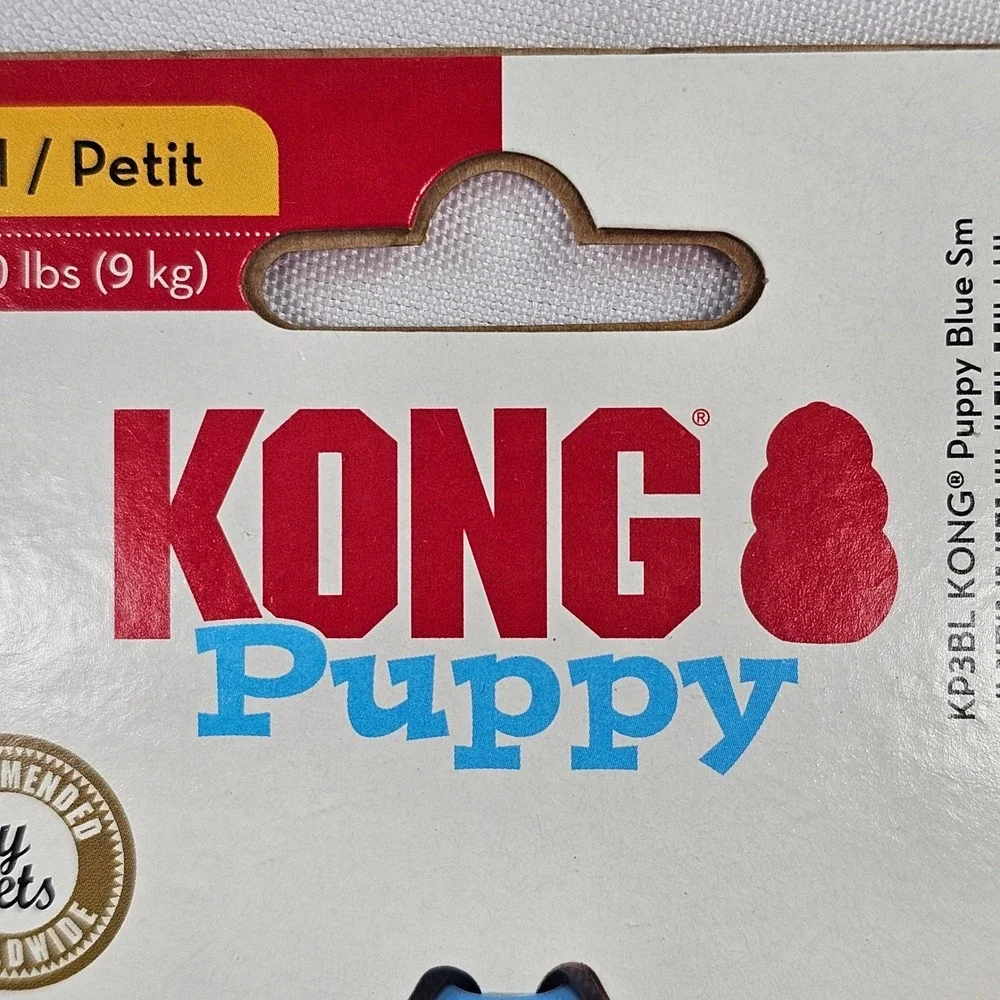 KONG Puppy Dog Toy Blue Small Natural Teething Rubber KP3BL Up to 20 lbs